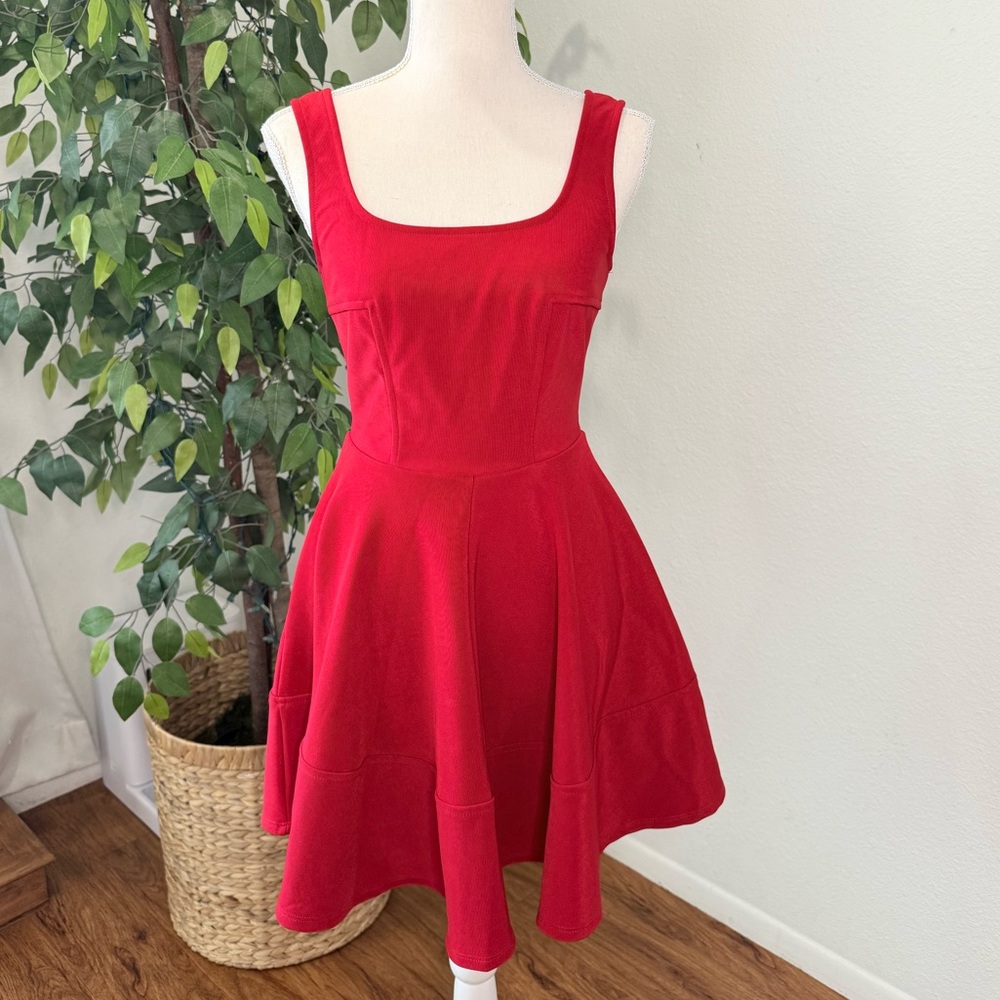 Lulu's Red Sleeveless Fit-and-Flare Mini Dress